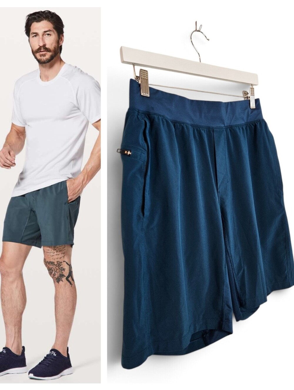 Lululemon Shorts M T.H.E. Linerless Training Gym Running Iron Blue Active